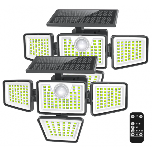 Daphino solar lights outdoor （4Head-2pack-remote）